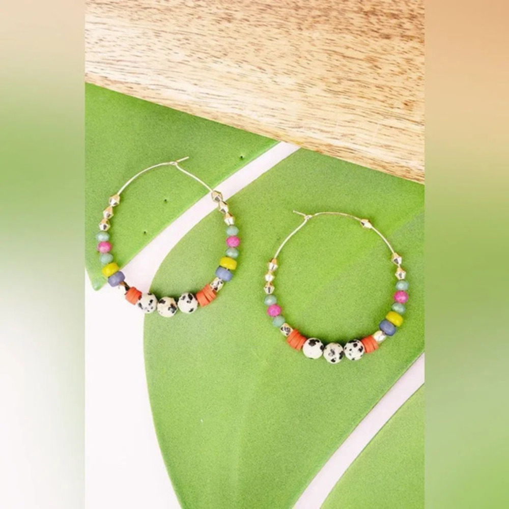 Colorful Topanga Beaded Hoop Earrings new